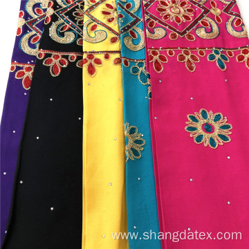Golden Thread Chain Embroidery On Rayon Solid Fabric